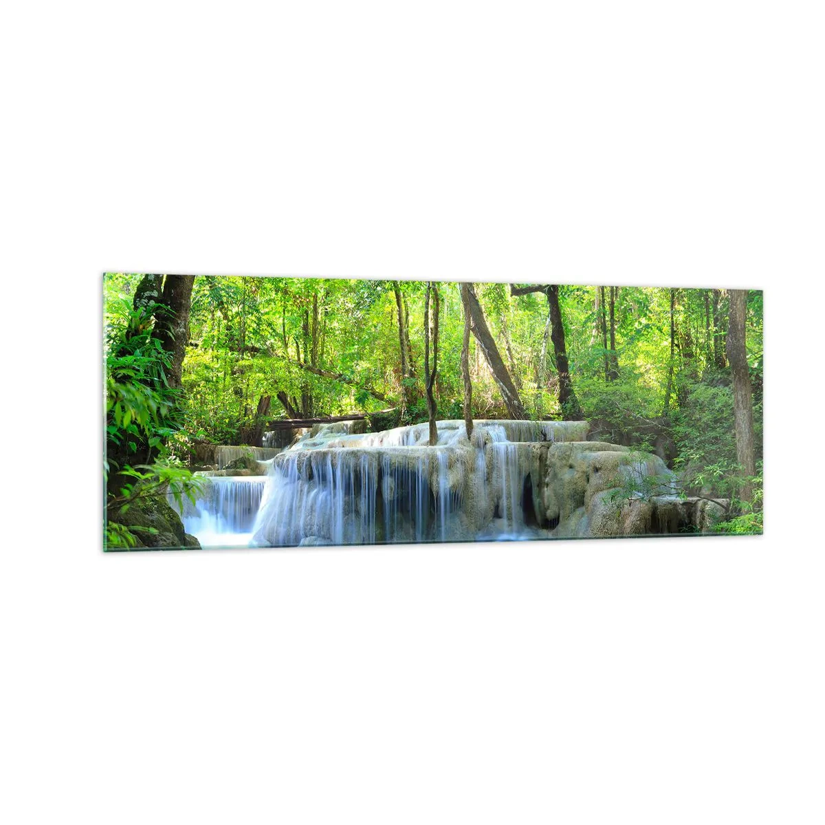 Glass picture - Drowning in Turquoise and Green - 140x50 cm