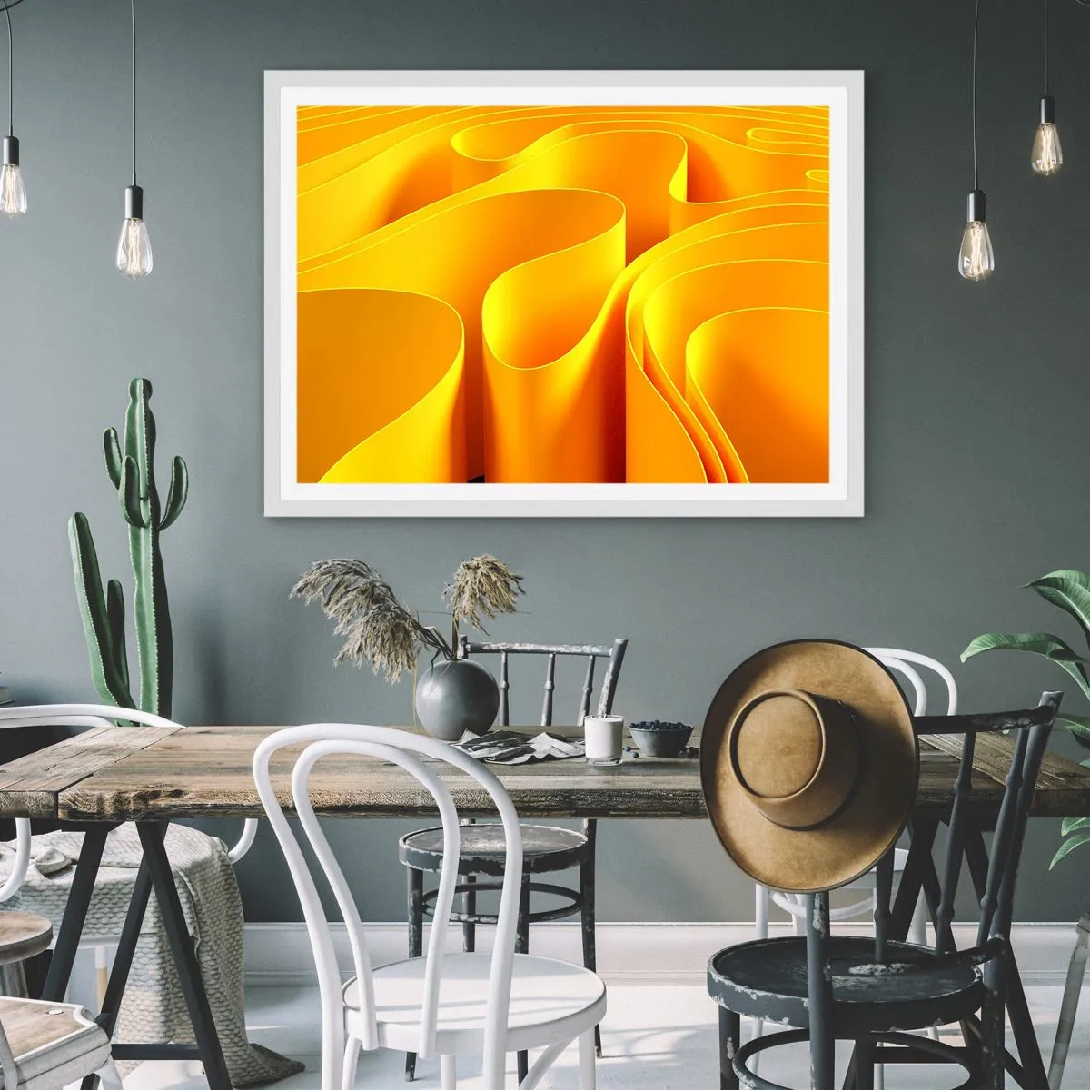 Poster in white frmae - Like Waves of the Sun - 100x70 cm