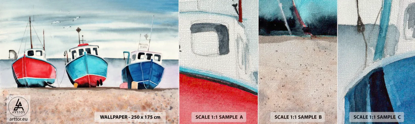 Photo Wallpaper Sample Premium Canvas - Ready for Fishing - Nautical, Seaside, Fishing Cutters - 100x30 cm