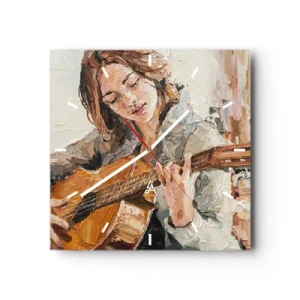 Wall clock - Clock on glass - Concert for Guitar and Girly Heart - 40x40 cm
