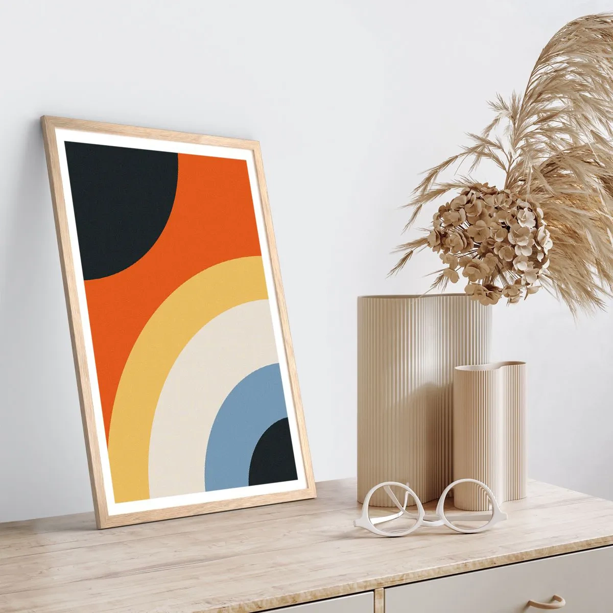 Poster in light oak frame - Towards Each Other - 50x70 cm