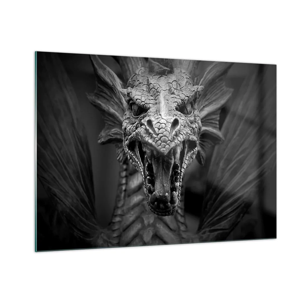 Glass picture - Fairytale Dragon in Grey - 100x70 cm