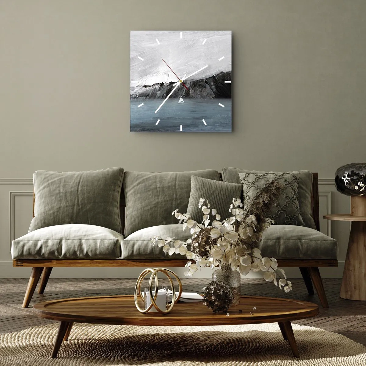 Wall clock - Clock on glass - Water-Earth: Clash of Elements - 40x40 cm