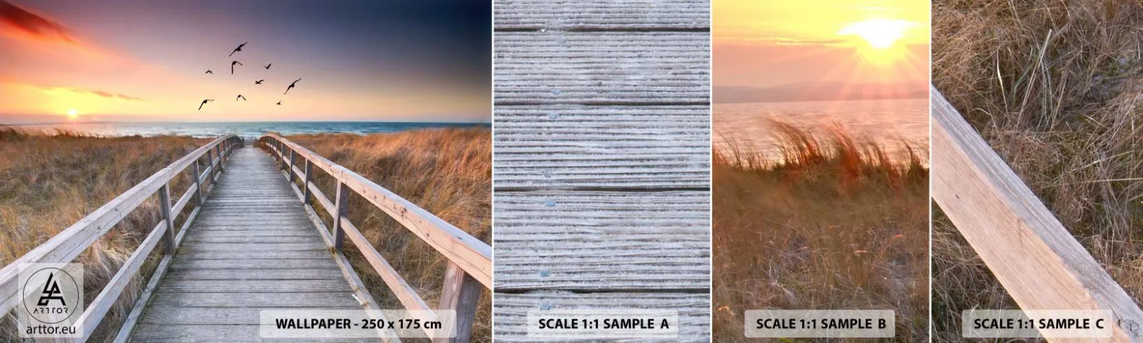 Photo Wallpaper Sample Self-Adhesive Deluxe Sticker - Space of Highs - Landscape, Sea, Beach - 100x30 cm