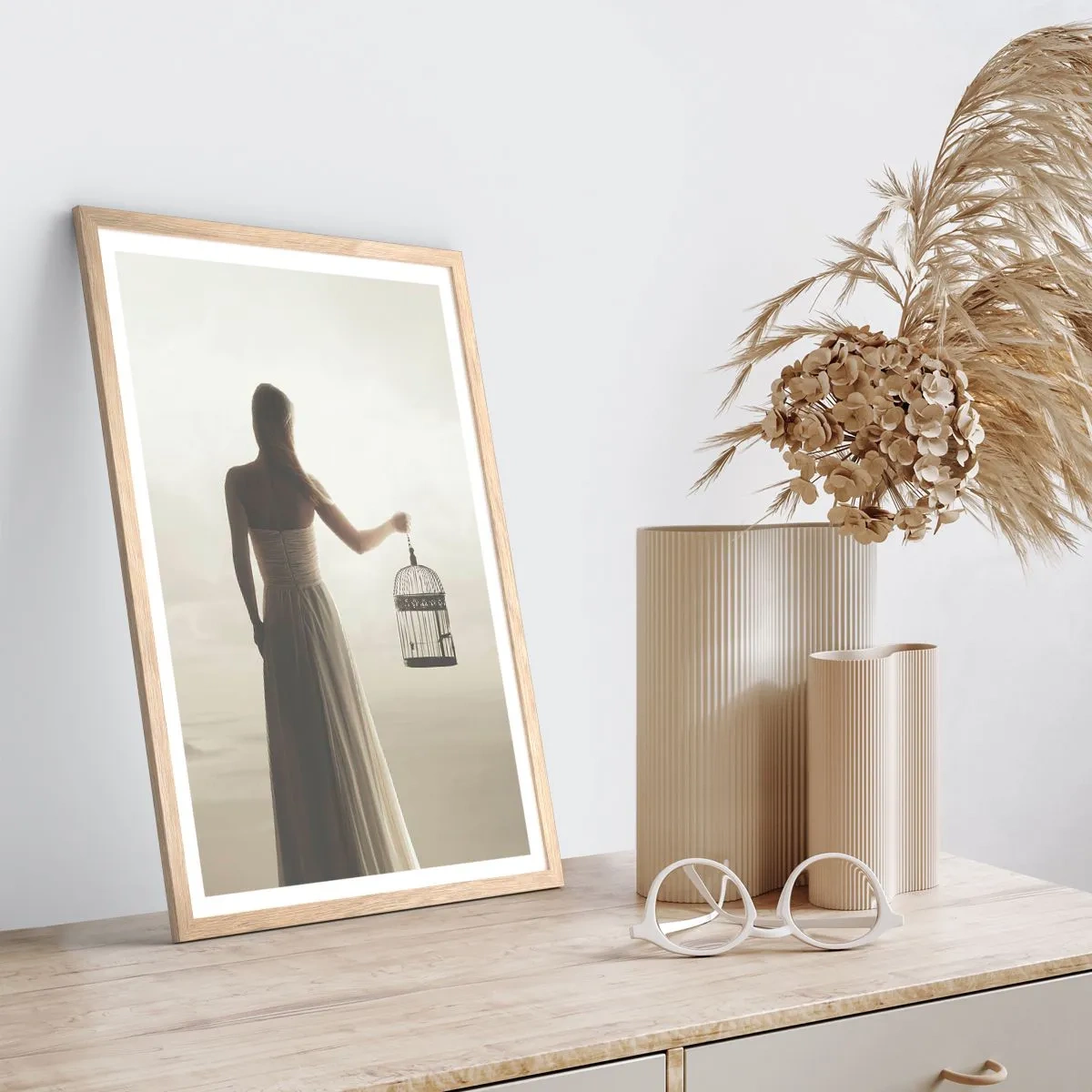 Poster in light oak frame - Be Free - 50x70 cm