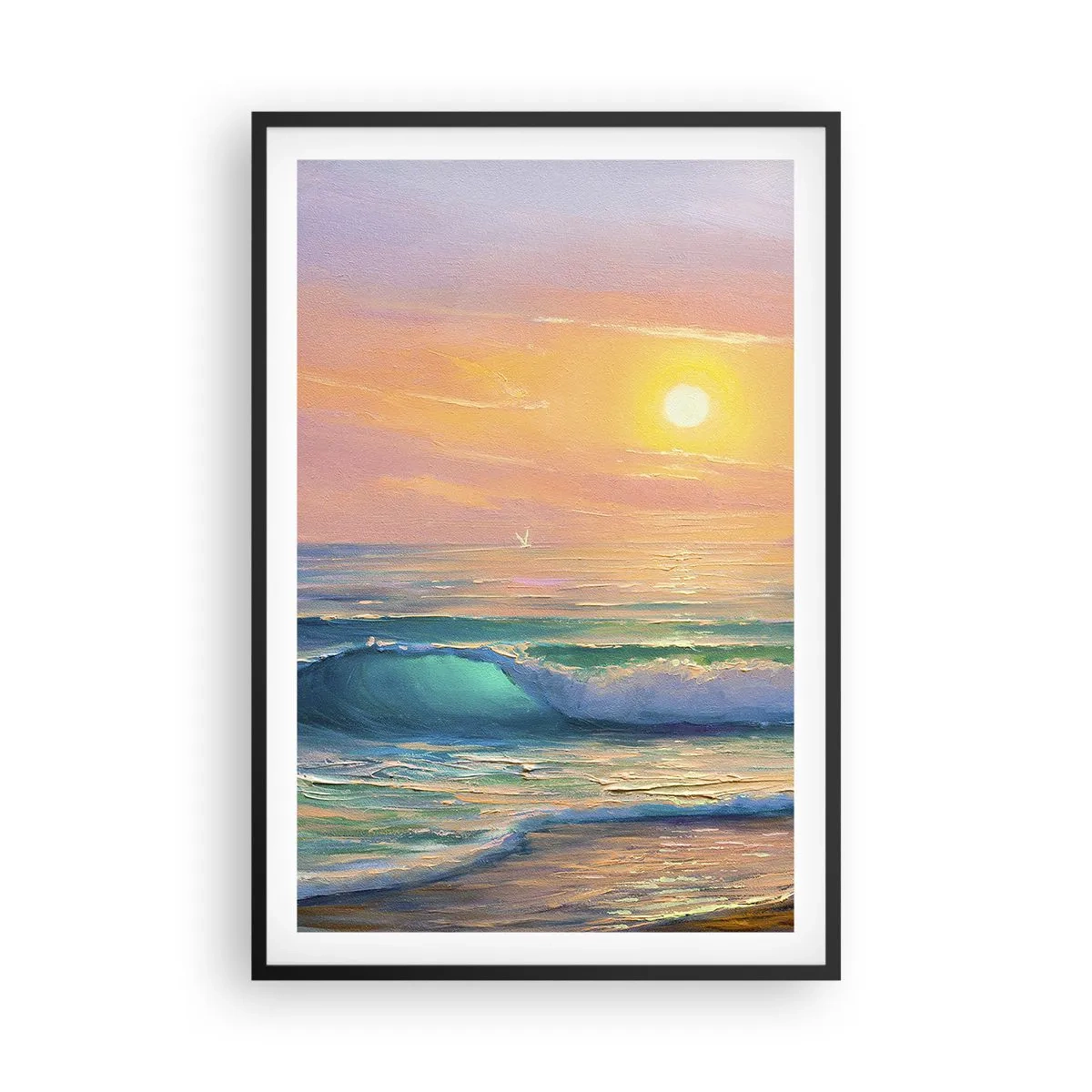 Poster in black frame - Turquoise Song of the Waves - 61x91 cm