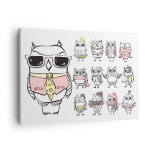 Canvas picture - Owls in different styles and clothes - 70x50cm - So Many Roles to Play - Modern wall decoration for the living room and bedroom ARTTOR