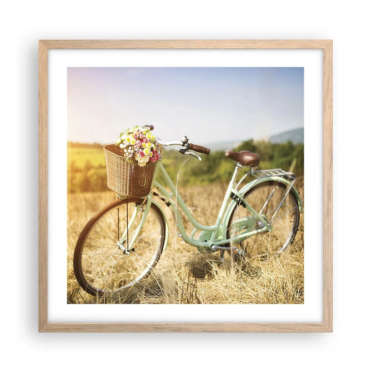 Poster in light oak frame - I will Stay Here for a While - 50x50 cm