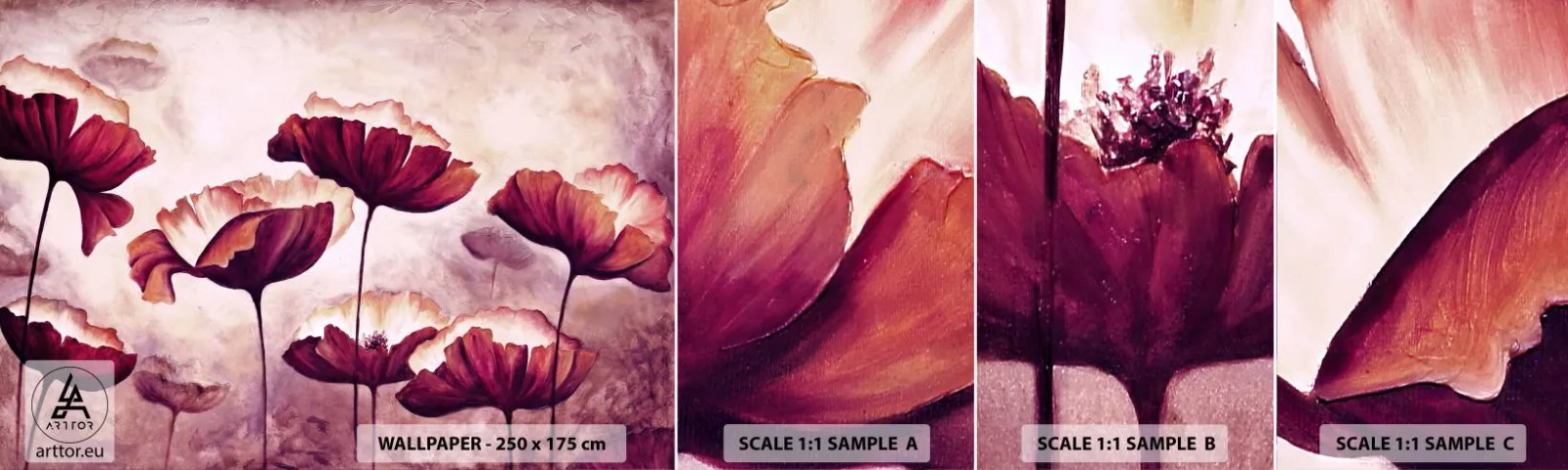 Photo Wallpaper Sample Standard Eco - Red and White Flake - Abstraction, Flowers, Piece - 100x30 cm