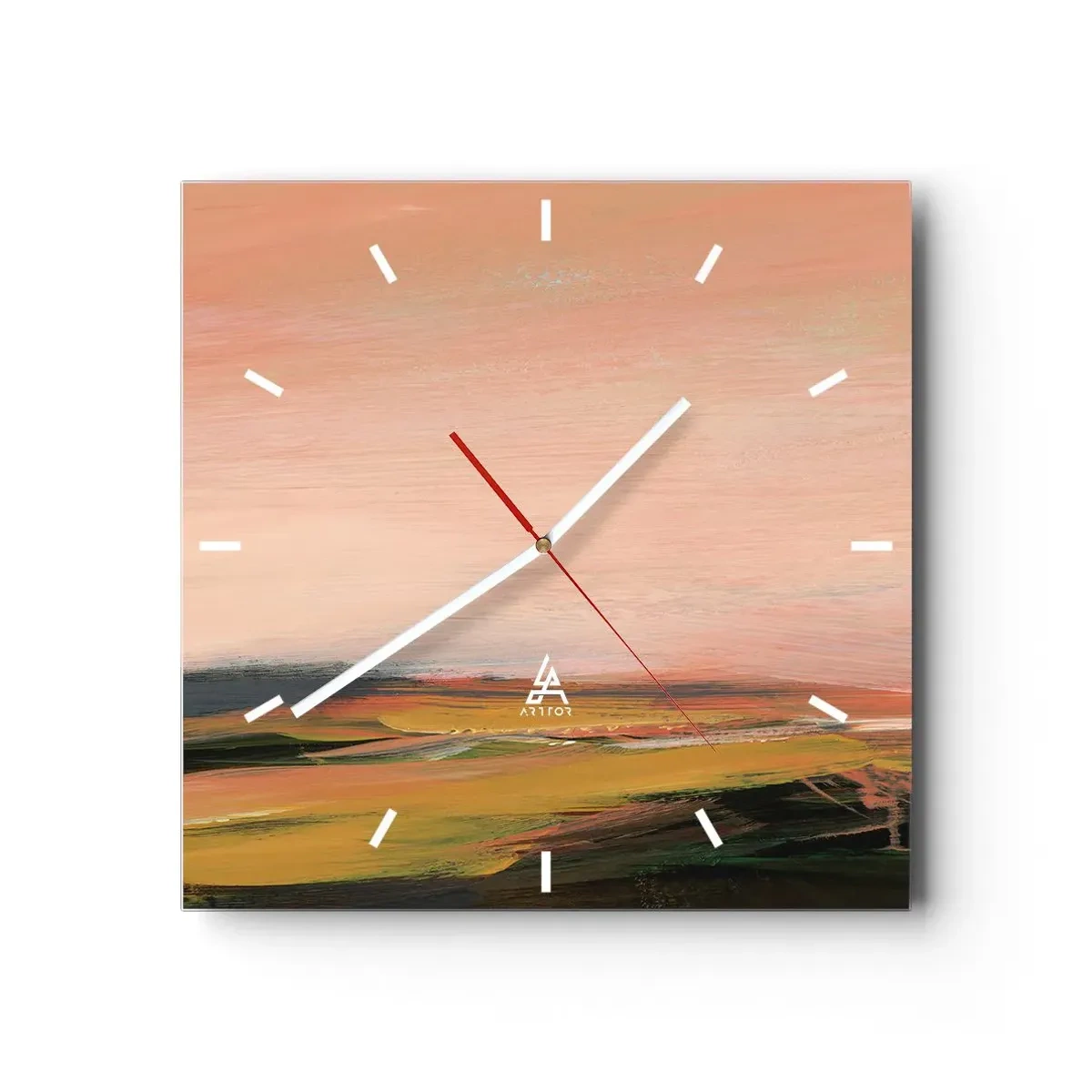 Wall clock - Clock on glass - In Pink Tones - 30x30 cm
