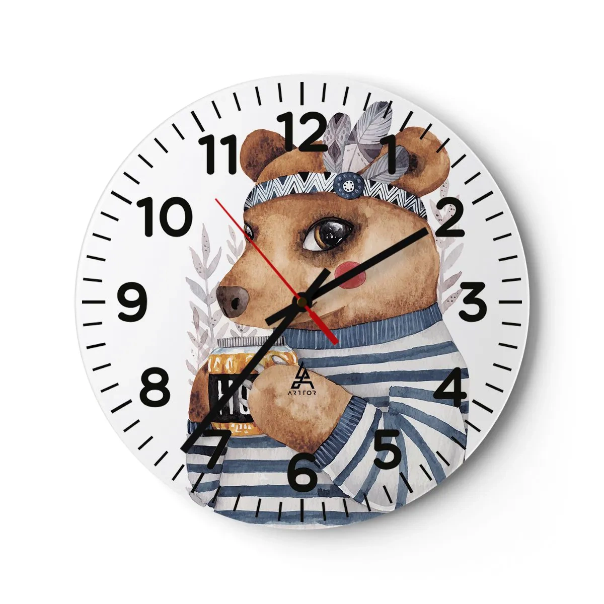 Wall clock - Clock on glass - Sweet Lady Bear - 30x30 cm