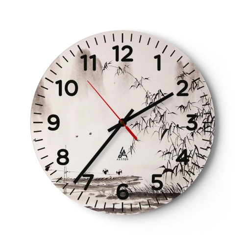 Wall clock - Clock on glass - Quiet As a Rice Field - 40x40 cm
