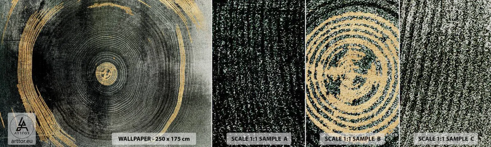 Photo Wallpaper Sample Premium Canvas - Change and Persistance - Dark, Wood, Art Deco - 100x30 cm