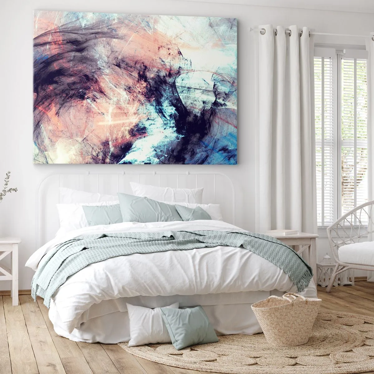 Canvas picture - Abstract composition in pastel and dark tones - 70x50cm - Feel the Wind - Modern wall decoration for the living room and bedroom ARTTOR