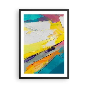 Poster in black frame - An abstract painting with dynamic colors in light tones. - 50x70cm - Anatomy of Light - Modern wall decoration for the living room and bedroom ARTTOR