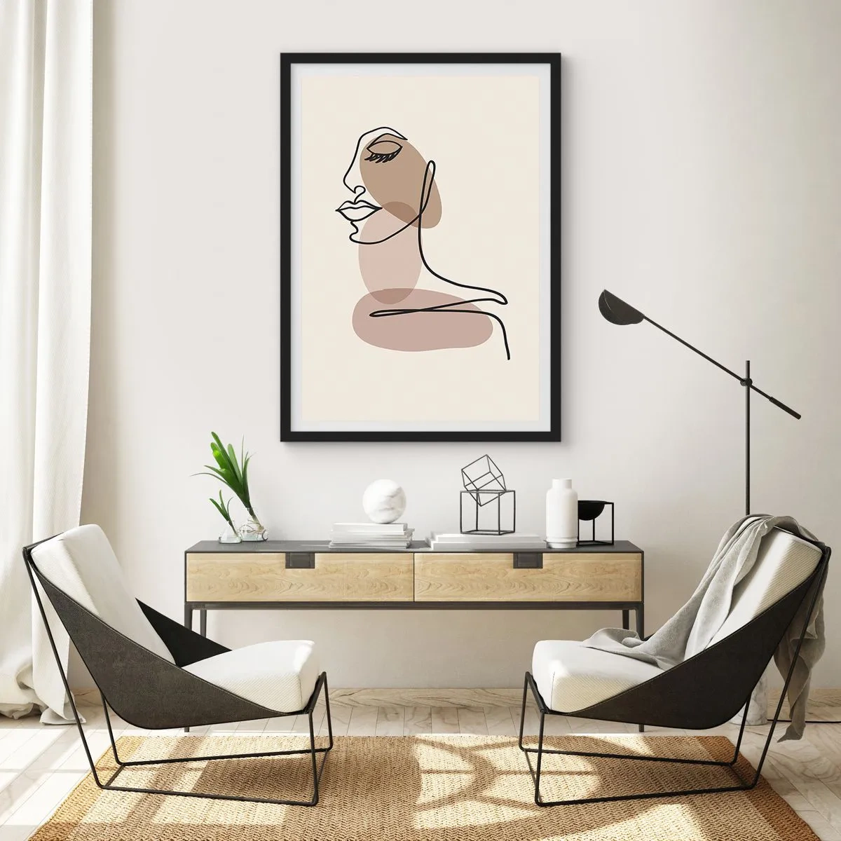 Poster in black frame - Listening to Herself - 40x50 cm