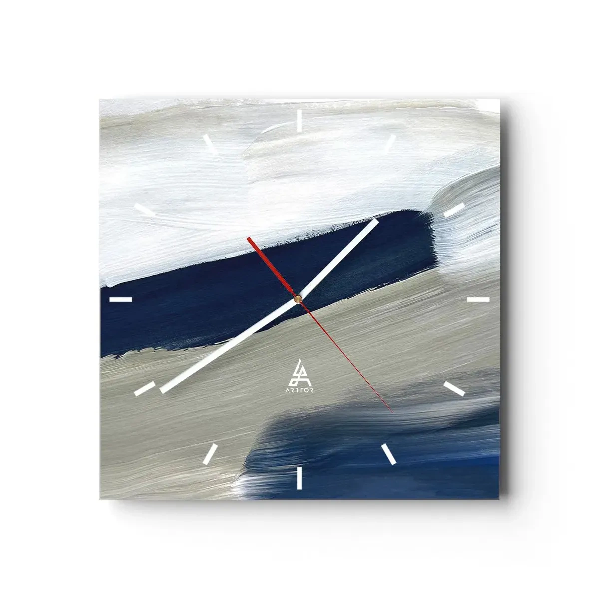 Wall clock - Clock on glass - Encounter with White - 30x30 cm