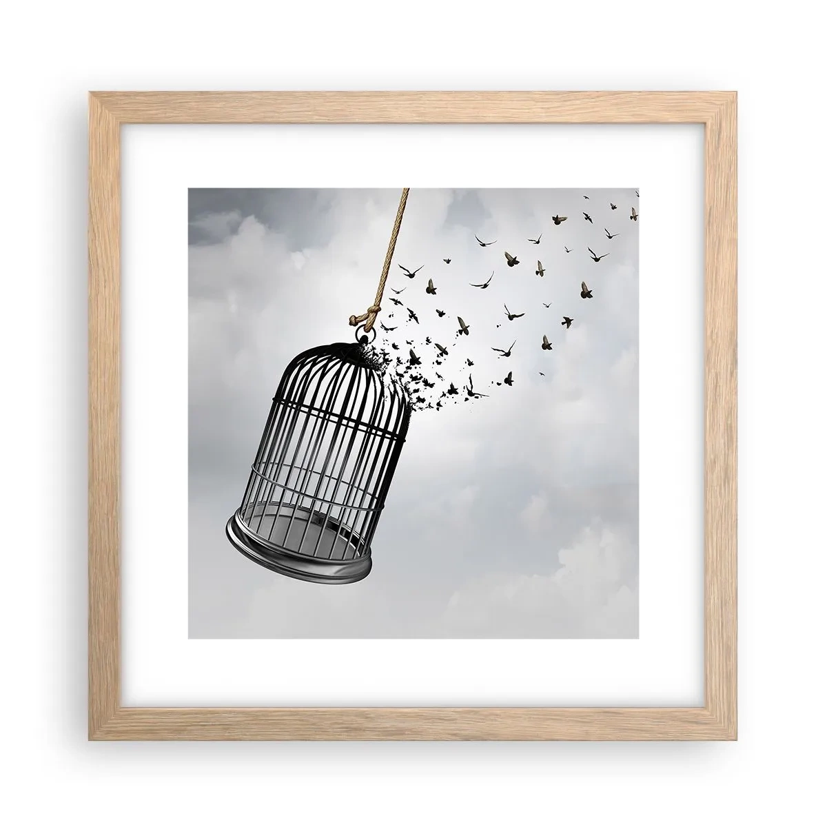 Poster in light oak frame - Faith…Hope…Freedom! - 30x30 cm