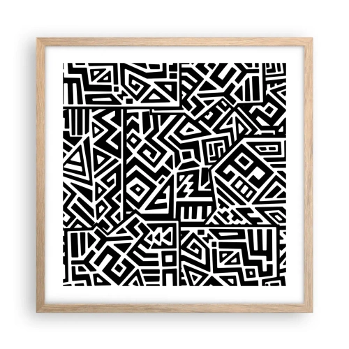 Poster in light oak frame - Precolumbian Composition - 50x50 cm