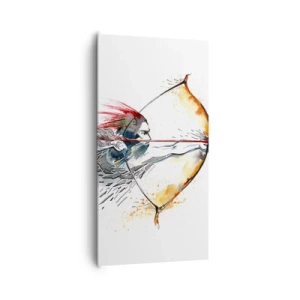 Canvas picture - Mythical Warrior with a Fiery Bow - 65x120 cm