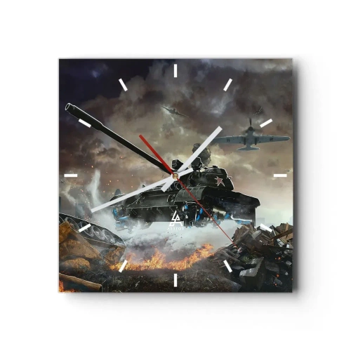 Wall clock - Clock on glass - Battle Is Scary and Beautiful - 30x30 cm