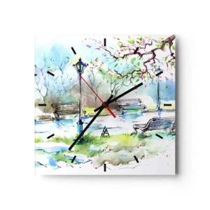 Wall clock - Clock on glass - Charm of Park Silence - 40x40 cm