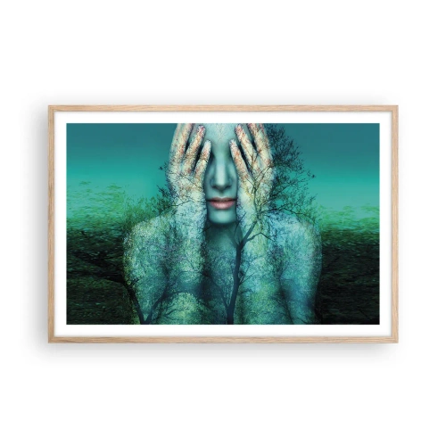 Poster in light oak frame - Submerged in Blue - 91x61 cm