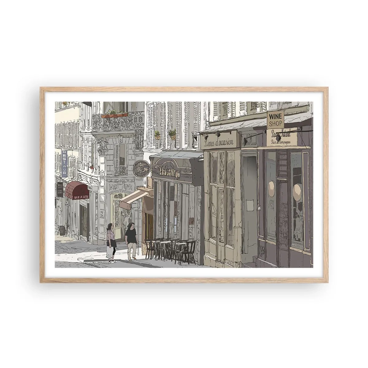 Poster in light oak frame - City Joys - 91x61 cm