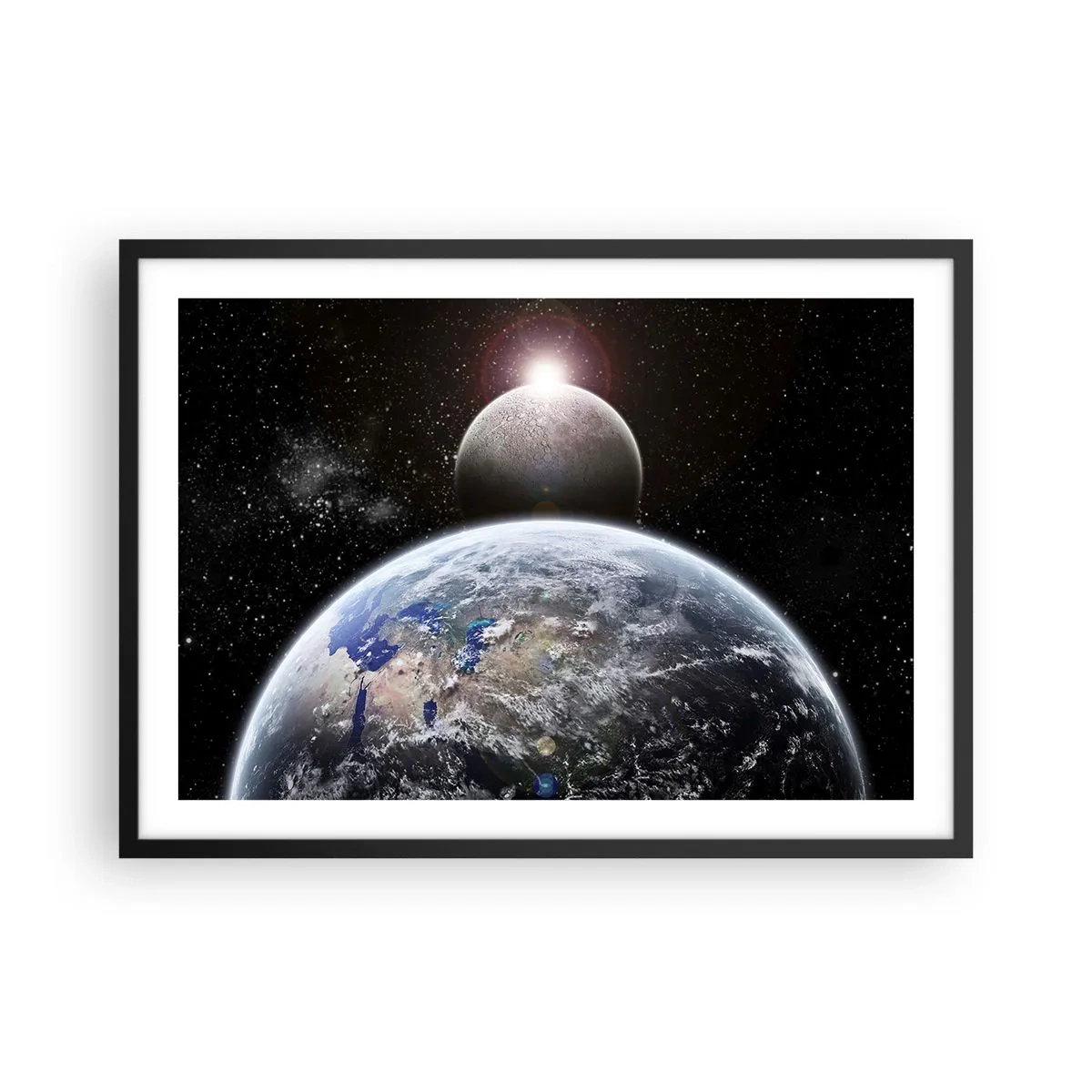 Poster in black frame - Space Landscape - Sunrise - 70x50 cm