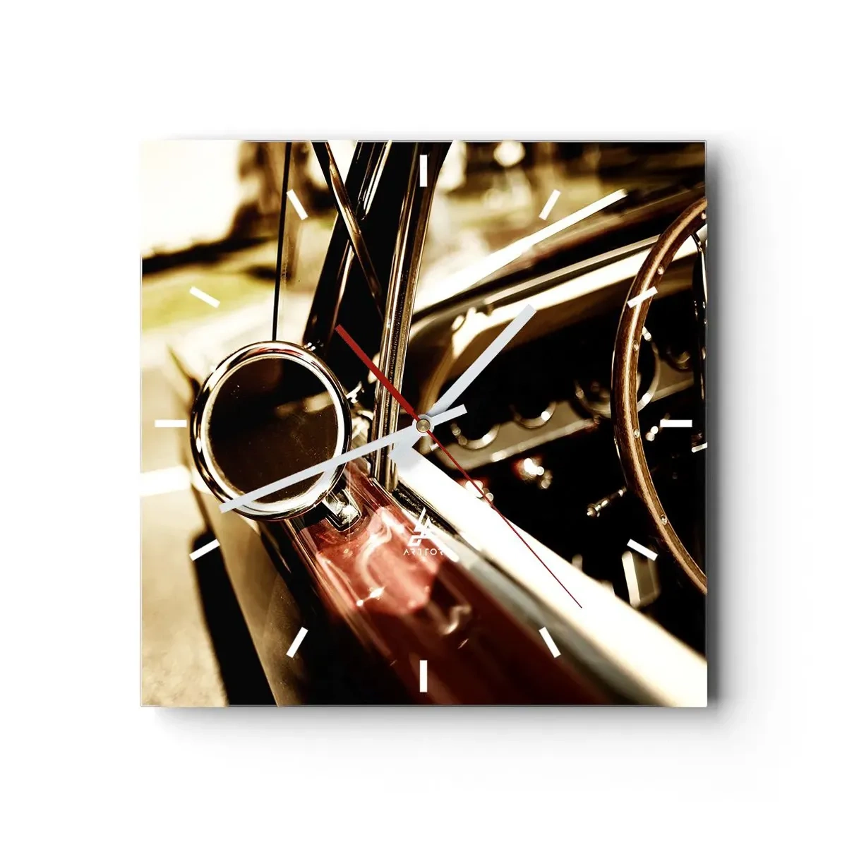 Wall clock - Clock on glass - Car with a Soul - 40x40 cm