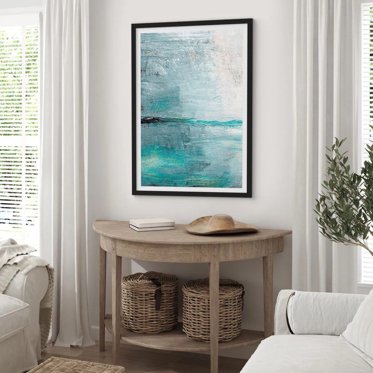 Poster in black frame - Horizontally in Blue - 61x91 cm