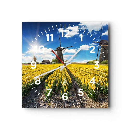 Wall clock - Clock on glass - It Can't Be More Dutch - 30x30 cm