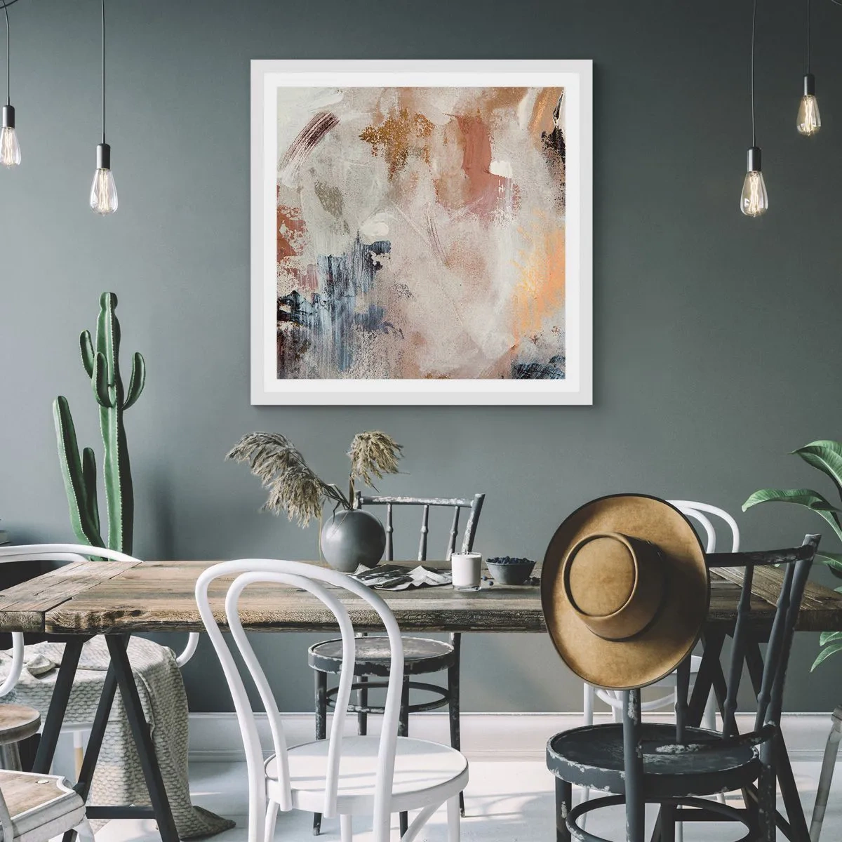 Poster in white frmae - Foggy Abstract - 60x60 cm