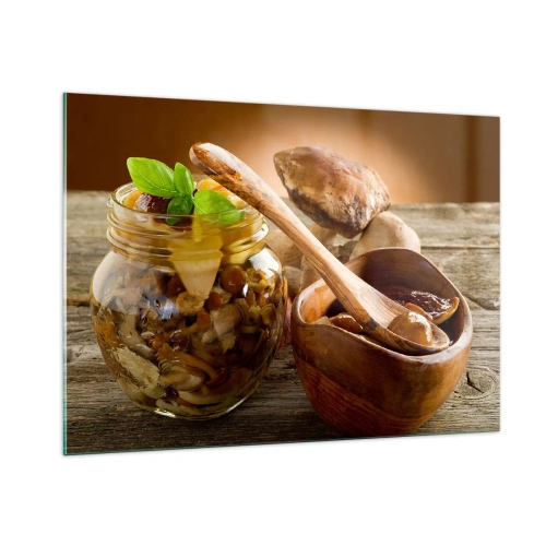 Glass picture - Boletus Fresh or Salted: Flavour of Autumn - 100x70 cm