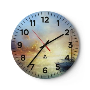 Wall clock - Clock on glass - In a Golden Bay - 30x30 cm