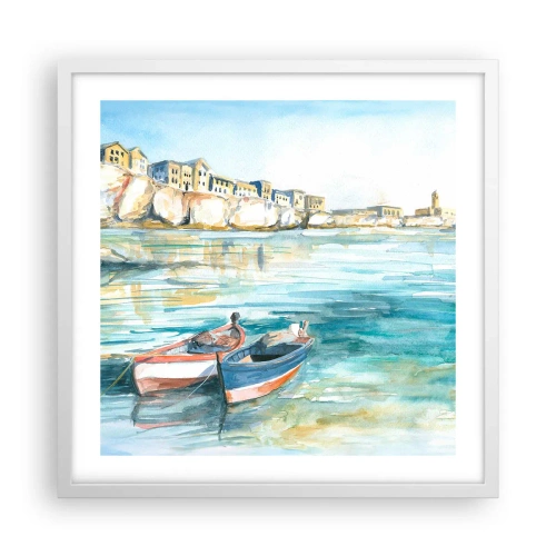 Poster in white frmae - Landscape in Azure - 50x50 cm