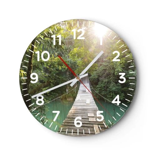 Wall clock - Clock on glass - Azure Water in Azure Forest - 30x30 cm