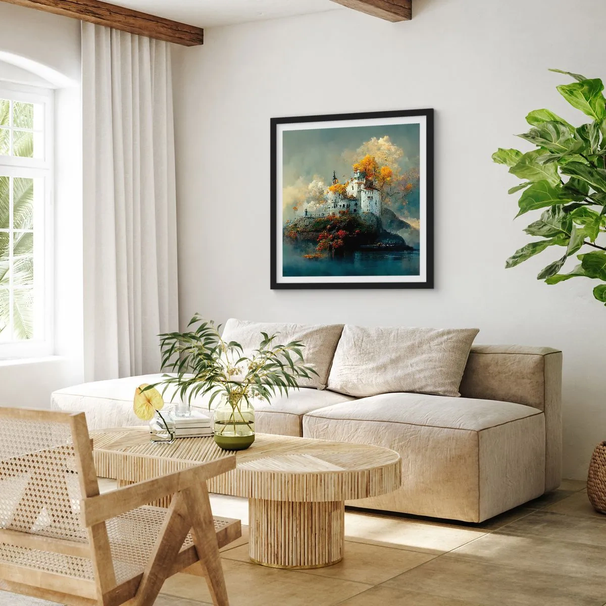Poster in black frame - Beginning of a Romantic Tale - 30x30 cm