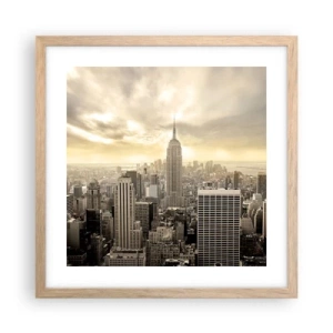 Poster in light oak frame - New York Woven in Grey - 40x40 cm