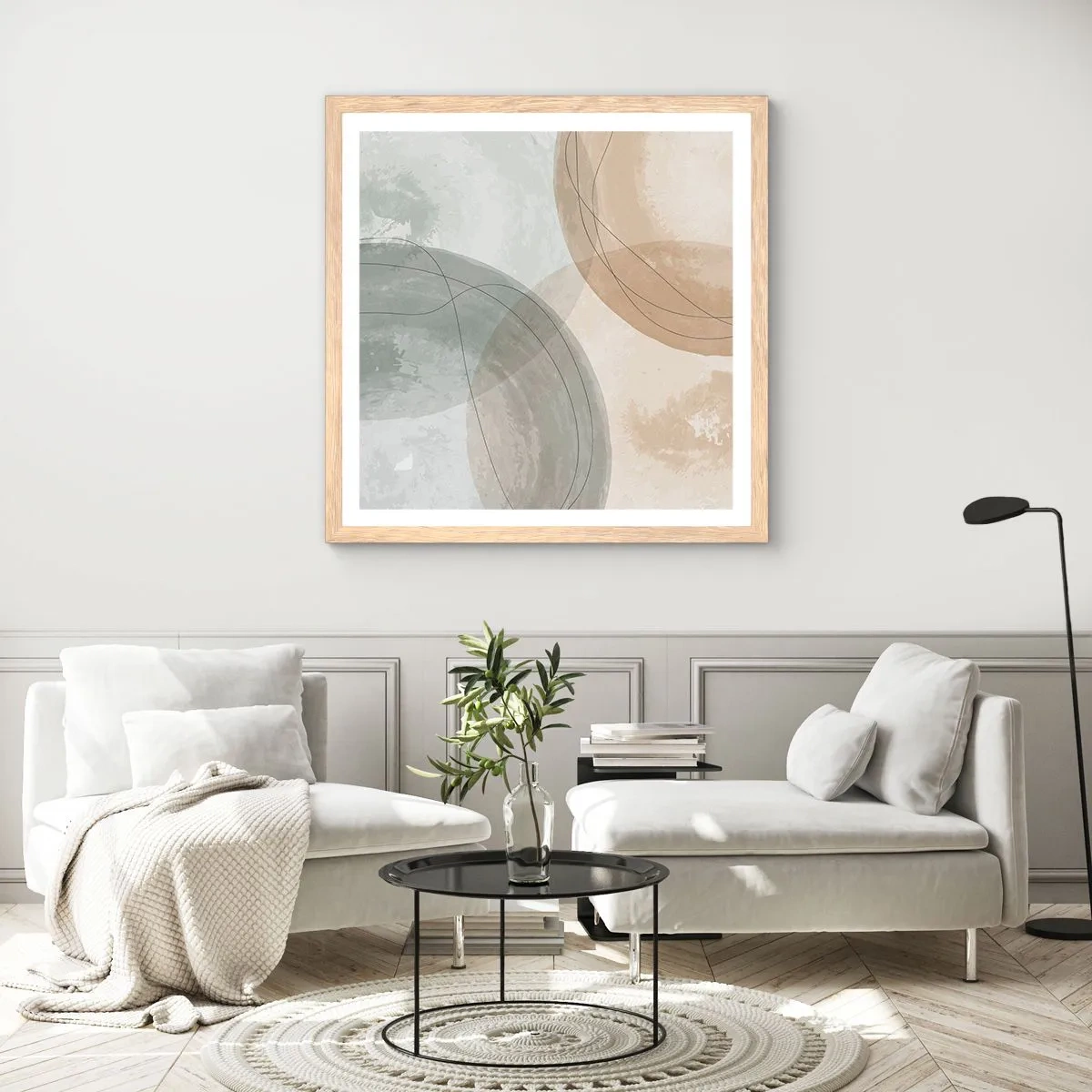 Poster in light oak frame - Permeation of Worlds - 50x50 cm