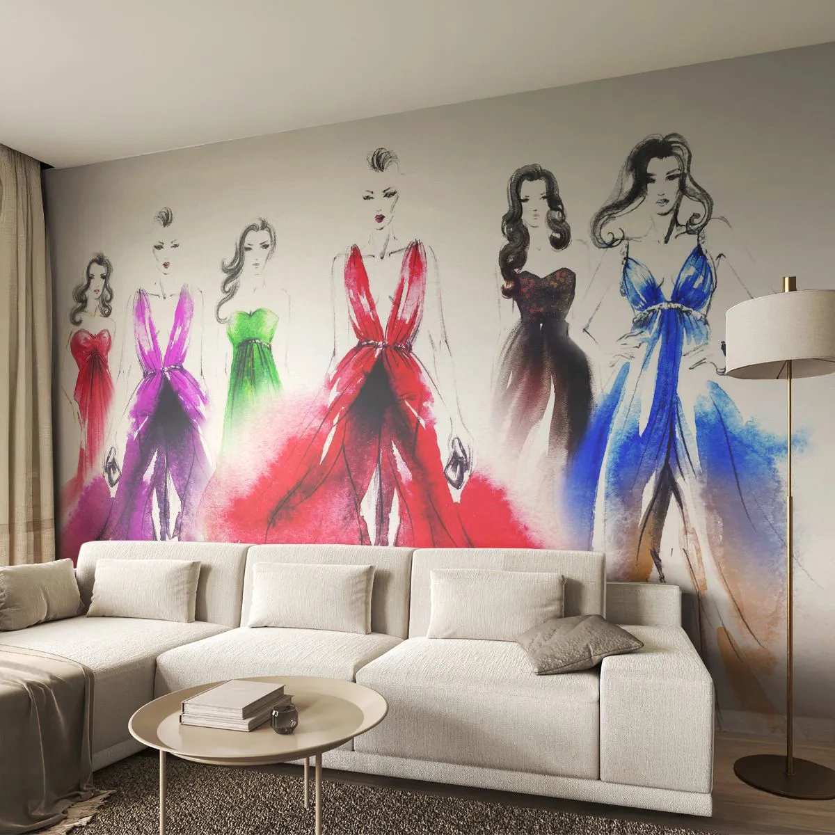 Photo Wallpaper Premium Sand - Vogue in Vogue - Fashion show, Woman, Dress - 400x280 cm