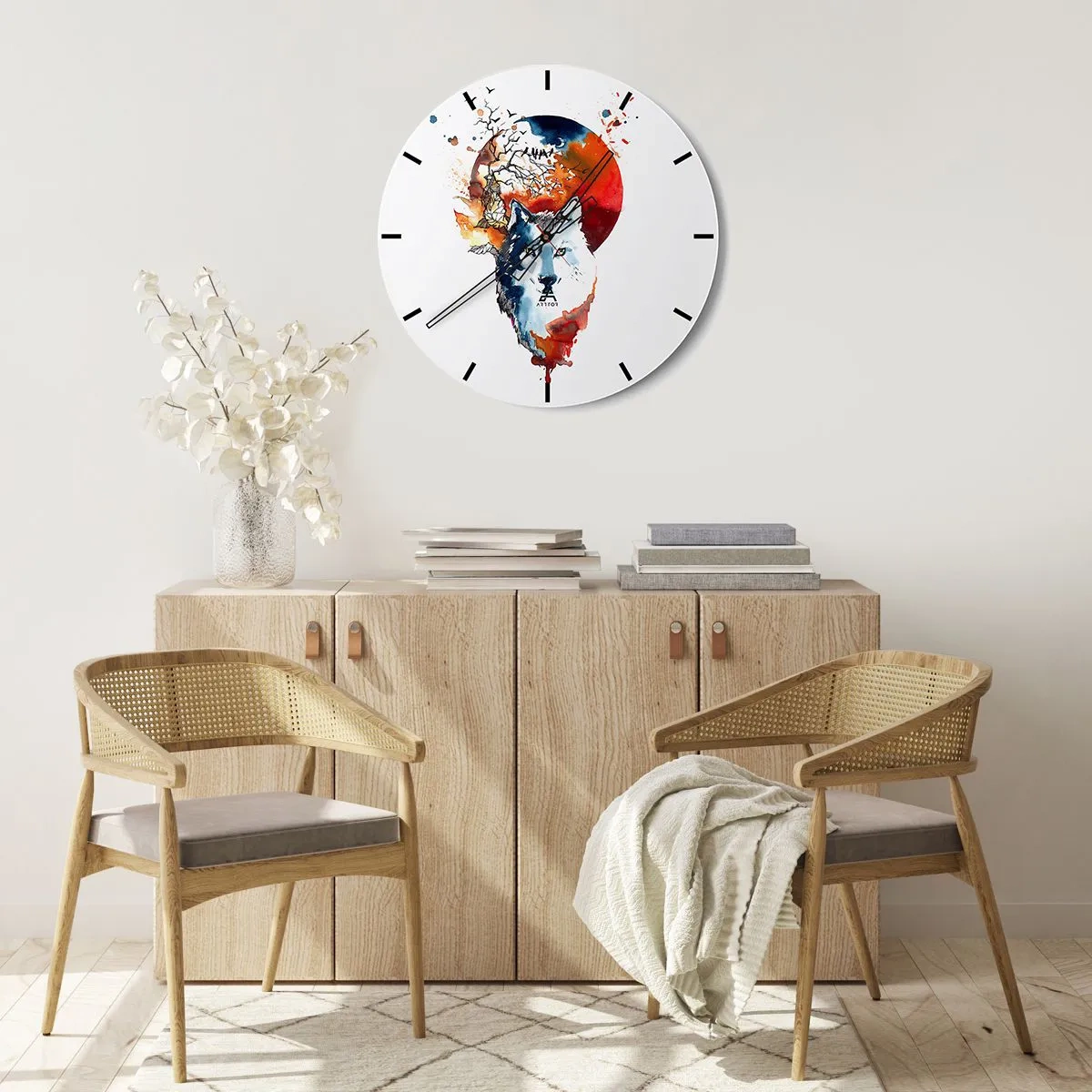 Wall clock - Clock on glass - Face to Face With the Night - 40x40 cm