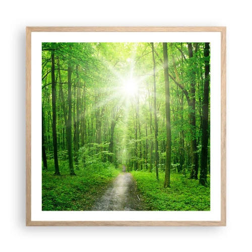 Poster in light oak frame - Green Cathedral - 60x60 cm