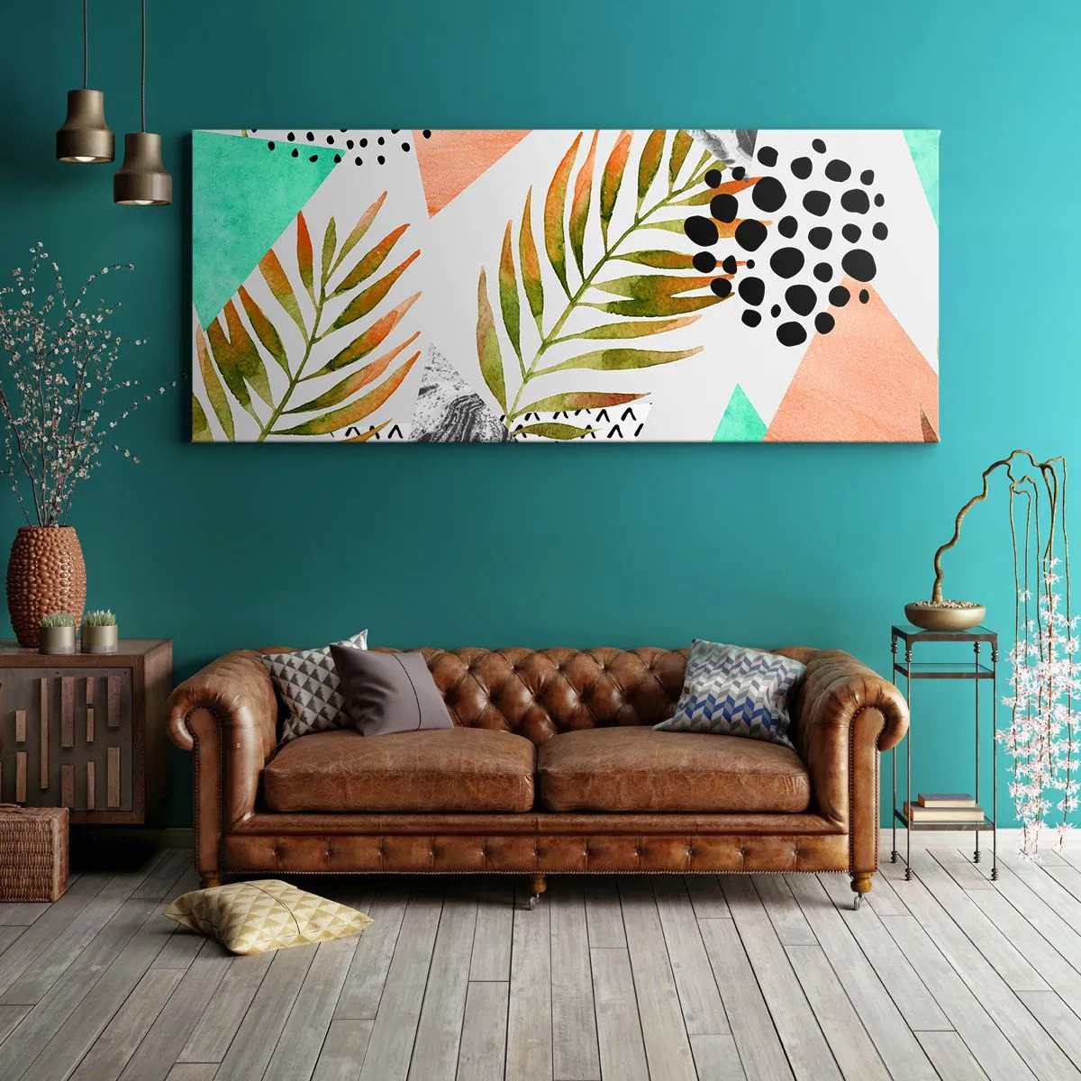 Canvas picture - Decorated with a Palm Leaf - 140x50 cm