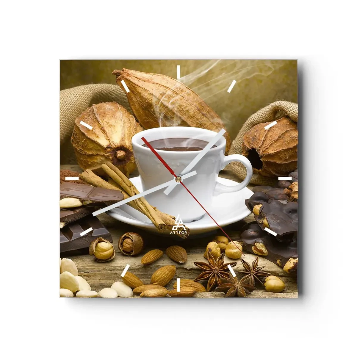 Wall clock - Clock on glass - For Adventure Hunters - 40x40 cm