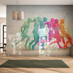 Custom Self-Adhesive Wallpaper Deluxe Sticker - Harmony of Movement - Abstraction, Man, Sport