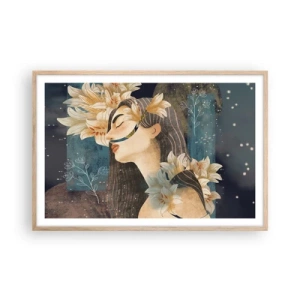 Poster in light oak frame - Tale of a Queen with Lillies - 91x61 cm