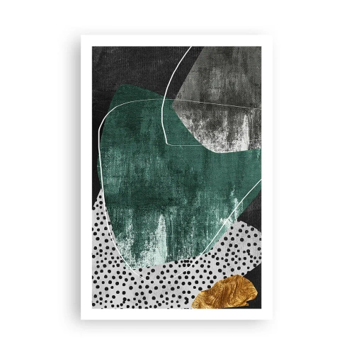 Poster - Colourful Abstract with a Golden Petal - 61x91 cm