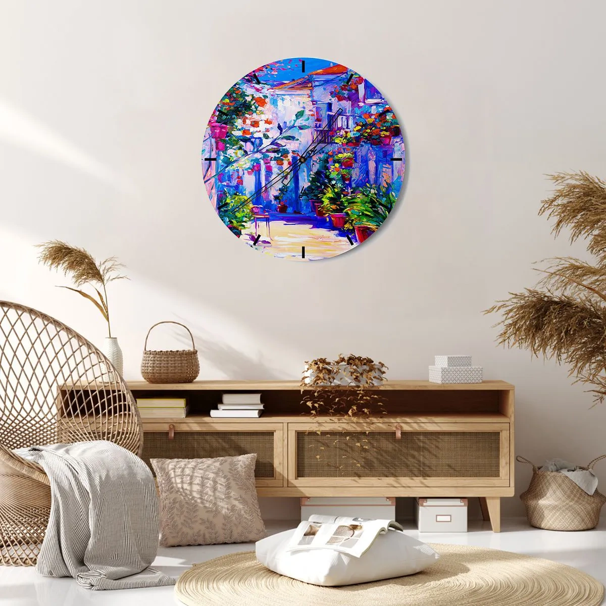 Wall clock - Clock on glass - Impression - Italian Alley - 40x40 cm