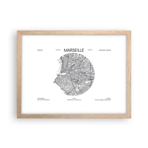Poster in light oak frame - Anatomy of Marseille - 40x30 cm